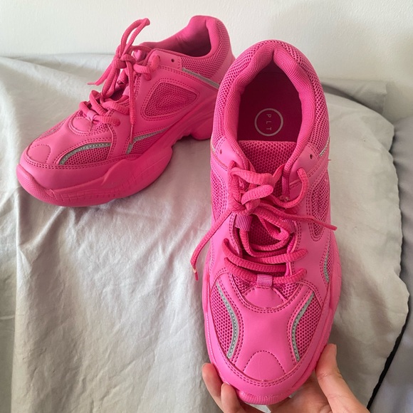 PLT Hot Pink Reflective Chunky Sneakers - Picture 3 of 5